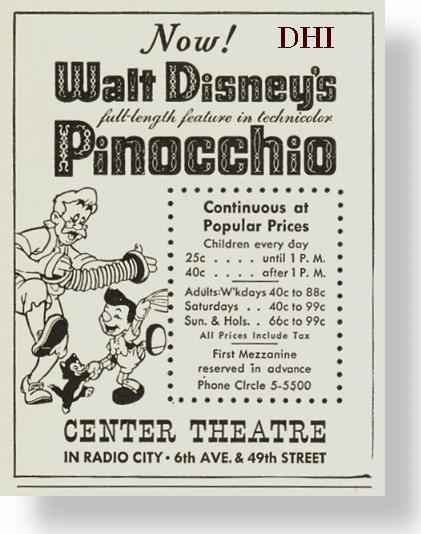 PINOCCHIO PREMIERE–Exploitation and the Center Theater