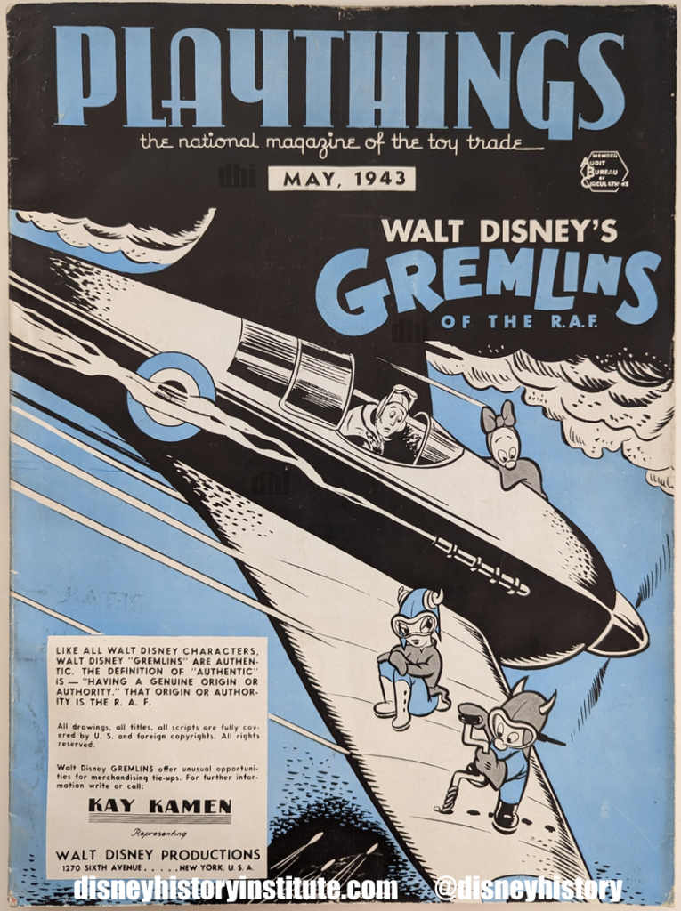 Playthings Magazine Cover showing RAF Gremlins